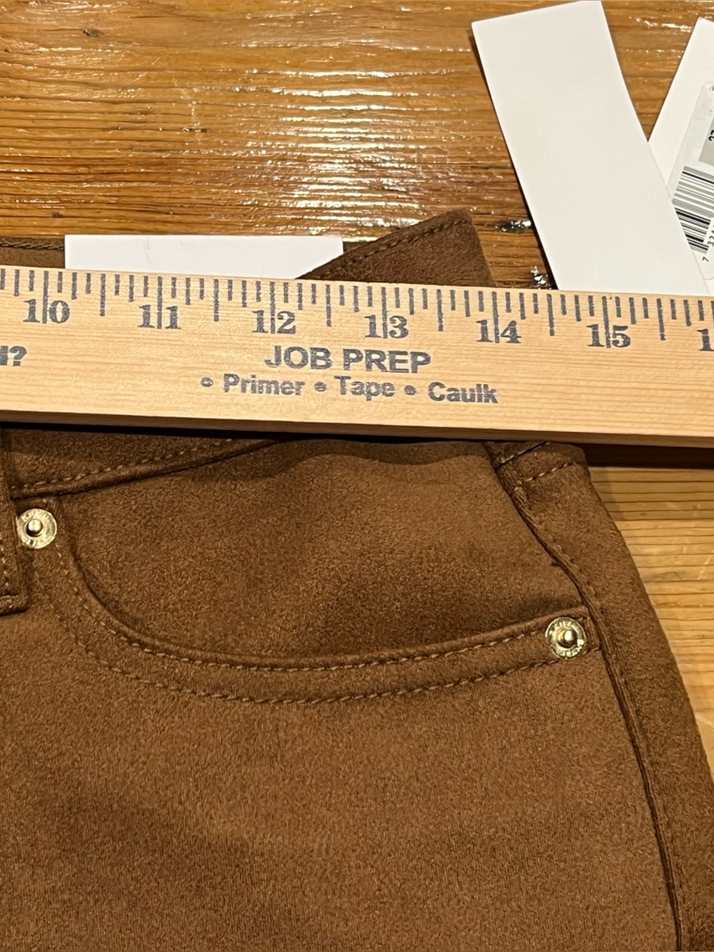 DKNY Women's Mid Rise Straight Suede Pants in Burnt Sugar Brown Polished NWT - Picture 10 of 12